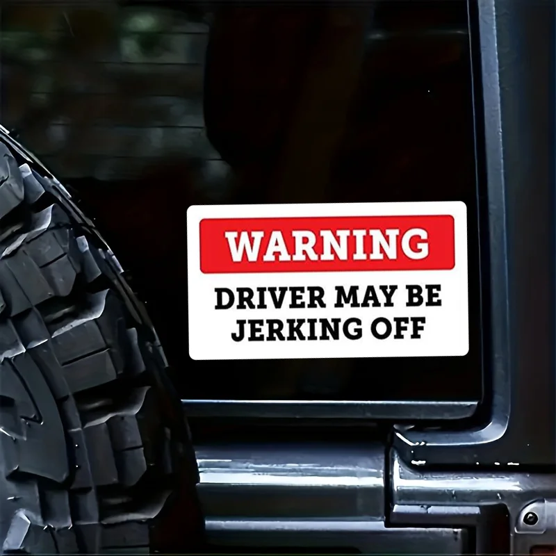 Stickers -Funny Warning Driver May Be Jerking Off Bumper Sticker Vinyl Decal view 4