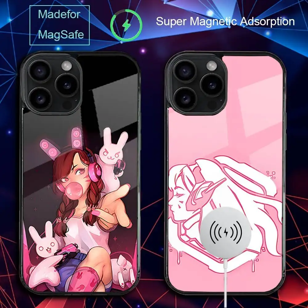 

O-Overwatch D-Dva-ES Phone Case For iPhone 17,16,15,14,13,12,11,Pro,Max,Plus,Mini,SE4,E Magnetic Magsafe Wireless Charging