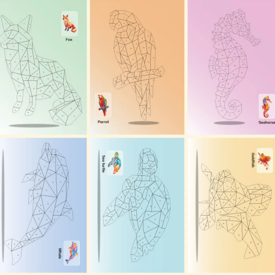 3D Geometrische Heteroideus Tier Puzzle Aufkleber Puzzle Stressabbau Block Zeichnung DIY Aufkleber Grundlegende/Erweiterte Version/2PCS – Detail 11