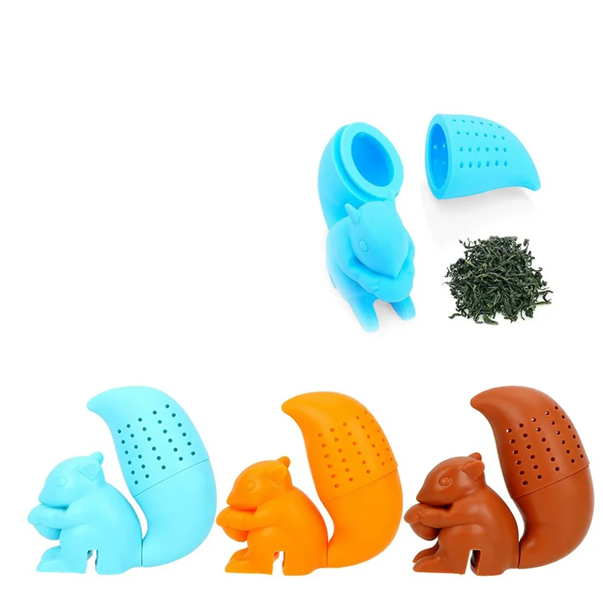 3PCS Brew Delicious Tea with A Cute Silicone Squirrel Tea Infuser - Perfect for Loose Leaf Tea