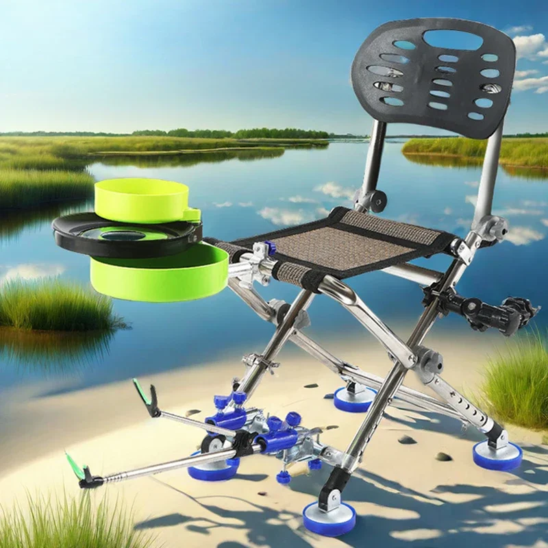 All Terrain Folding Fishing Chair Nordic Multifunction Hunting Fishing Chair Set Camping Outdoor Furniture Cadeiras De Praia FYF