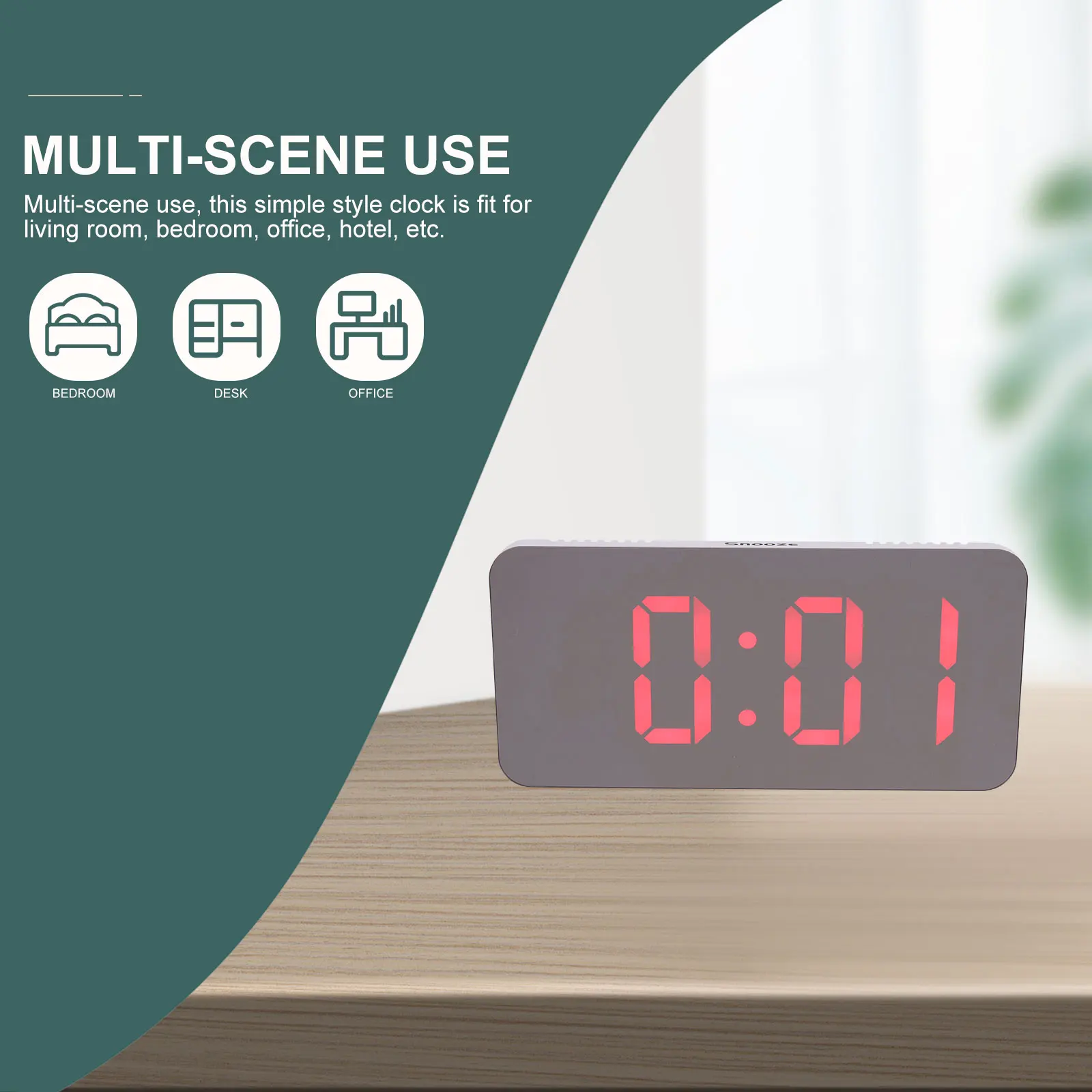 

1 set LED Mirror Digital Alarm Clocks Plastic Multi Scene Living Bedroom Led Mirror Clock Office Hotel Stable Base