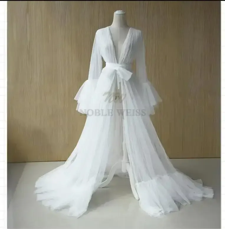 Abito lungo da sposa in tulle, abito premaman, servizio fotografico, donne incinte, abito fotografico, kimono, abito da ballo da sera, giacca personalizzata