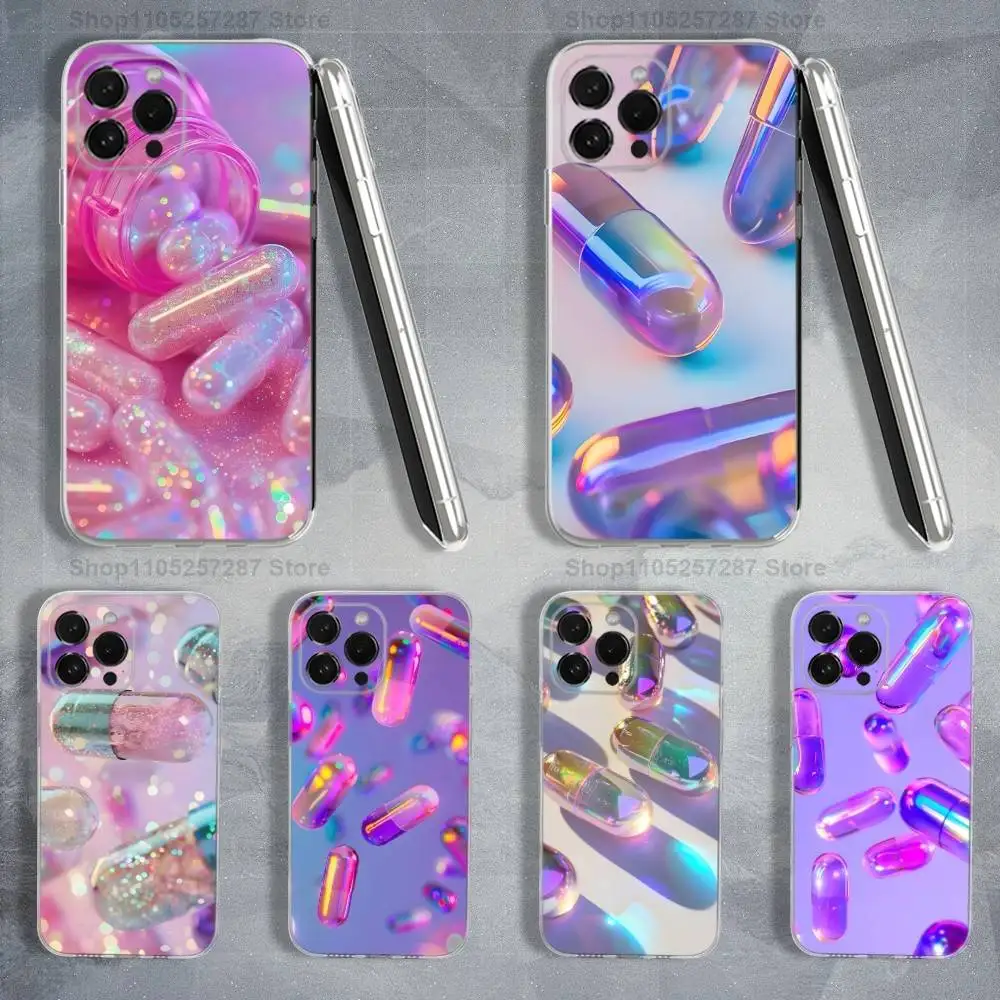 

Dream Art Pills Pink Case For iPhone X,14,16,Mini,XS,SE,12,15,Pro,17,Plus,11,Max,13,XR,Transparent Soft Cover