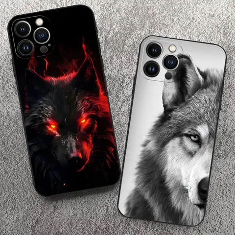 The Wolf Phone Case for Iphone 17 16 15 14 13 12 11 Pro Max Xr X Xs Mini Plus Black Soft Silicone Cover