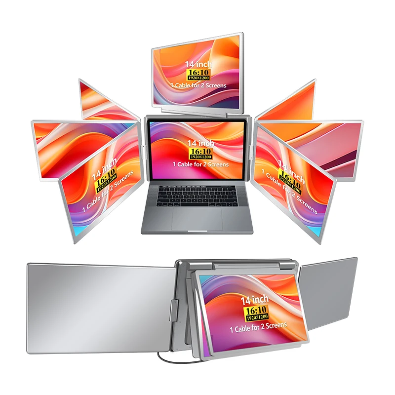 2025 Novo monitor quádruplo com 3 telas, monitor portátil para laptop de 15,6 polegadas compatível com 12-18,5 polegadas Wins/Mac (M1 M2 M3 M4)