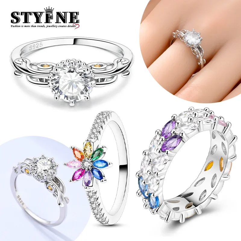 

Original Silver 925 Rings Sparking Colorful Zirconium Pumpkin Wagon Ring for Women Engagement Fine Jewelry Anniversary Gift