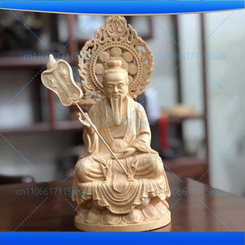 Hinoki Wood Hand Carved Sanqing Taoist Deity Statue Set Figurine Spiritual Altar Ornament Gift for Home Temple Decor