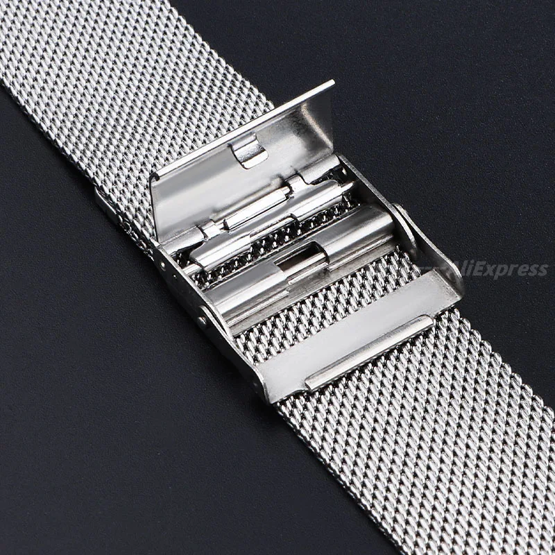 8/10/12/14/15/16/18/19/20/21/22/24mm All Size Milanese Watch Band for DW 0.6mm Mesh Stainless Steel Strap Double Safety Buckle