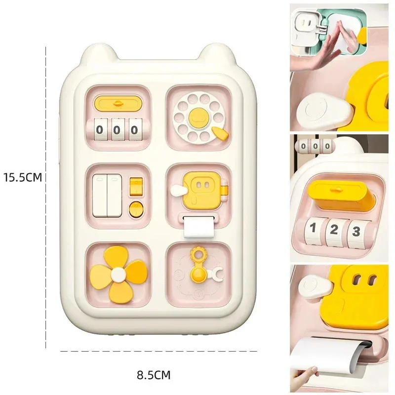 TEMIKIDS New 6 in 1 Montessori Educational Toys Sensory Busy Board Baby Practice Skills Drawer Mirror Fidget Educational Toy for