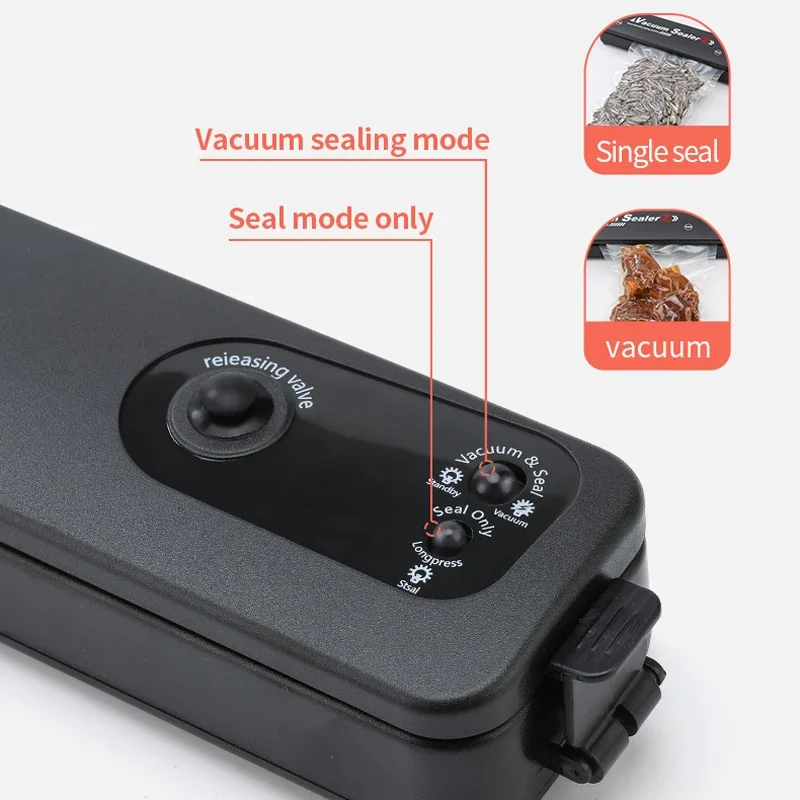 TINTON LIFE Vacuum Sealer - 220V/110V, Free 10pcs Vacuum Bags, Household Black Food Packaging Machine