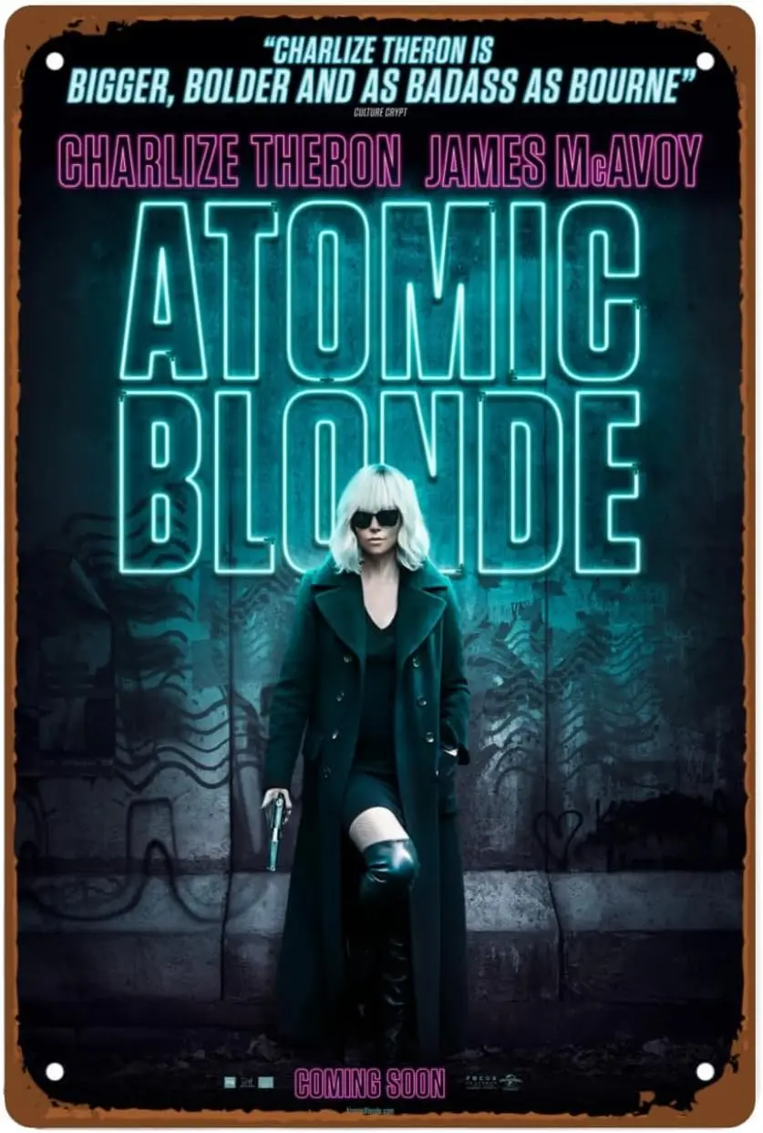 Atomic Blonde Man Cave Decor Artistic Posters Of Dormitory Bedroom Aesthetics Victorian Metal Wall Tin Sign Retro Gift Vintage D
