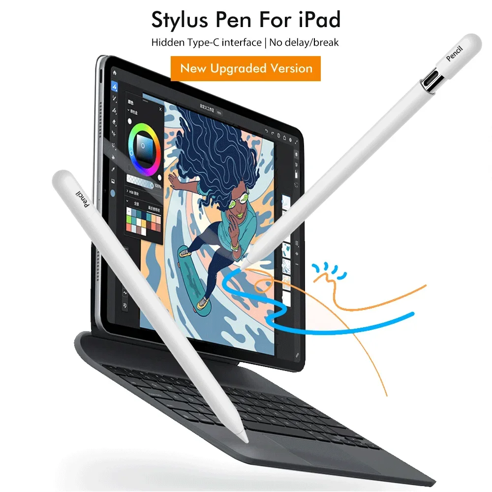 Tablet Stylus for iPad Pro 11 12 Mini for Apple Pencil Pro iPad Air M2 M3 M4 3rd 4-11 th Touch Pen Caneta USB Type C Charging