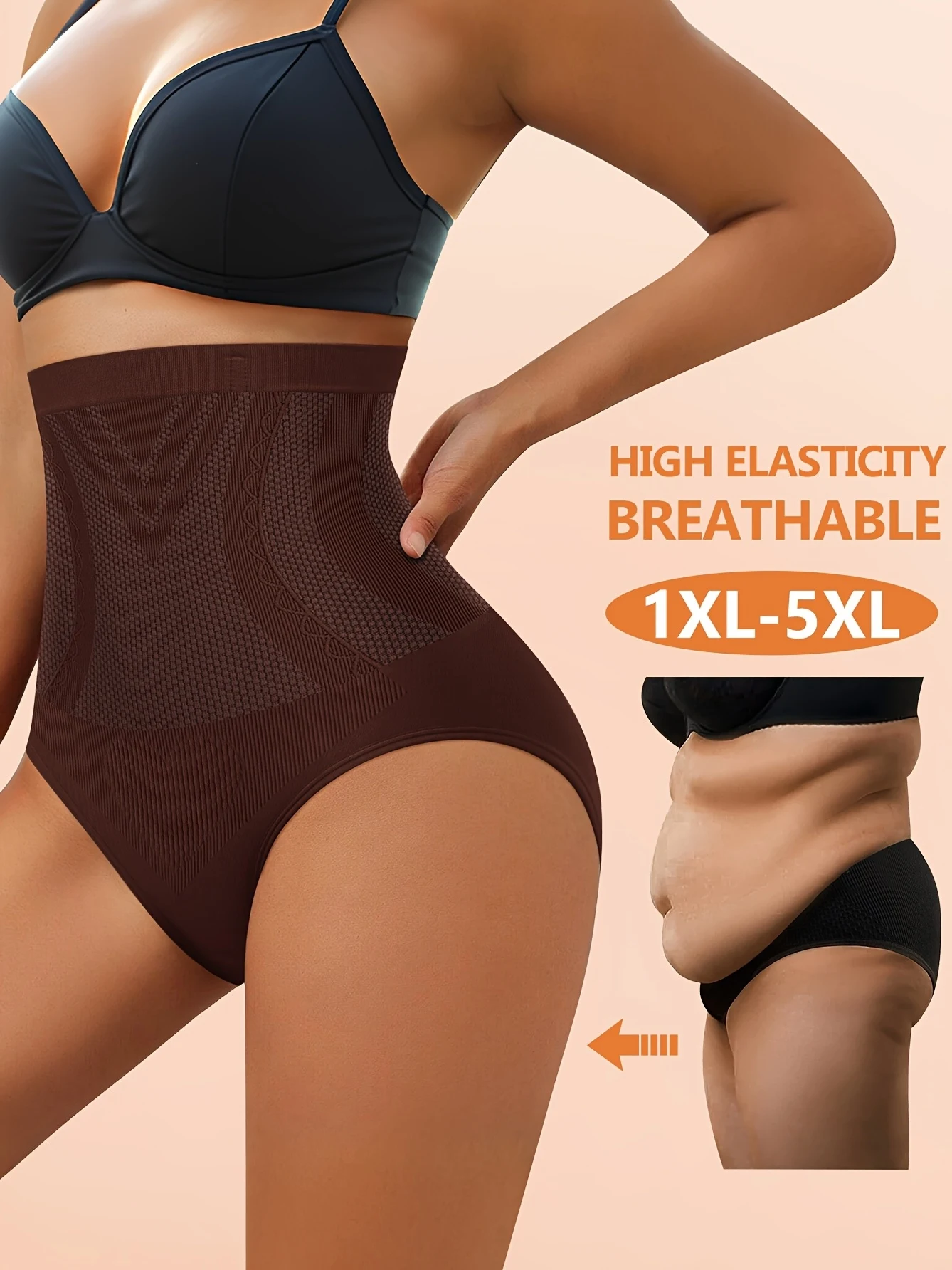 Nahtlose formende Unterwäsche für Damen in Übergröße mit hoher Taille – atmungsaktiv, dehnbar, Bauchkontrolle und Po-Lift, 11XL-5XL,