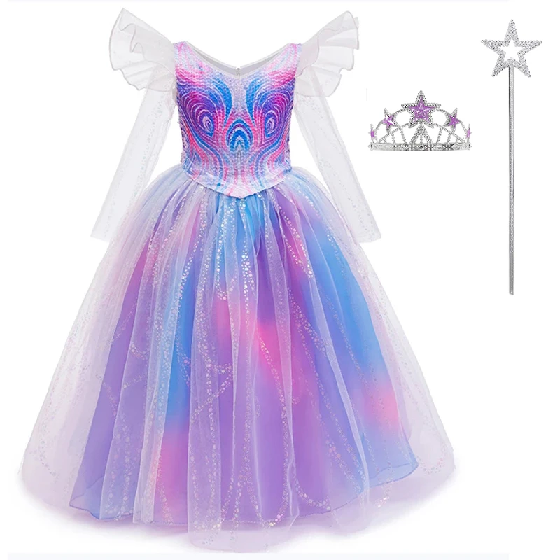 Carnival Party Kids Wicked Witch Costume Dress For Girls Princess Halloween Birthday Movie Cosplay Costume With Accessories