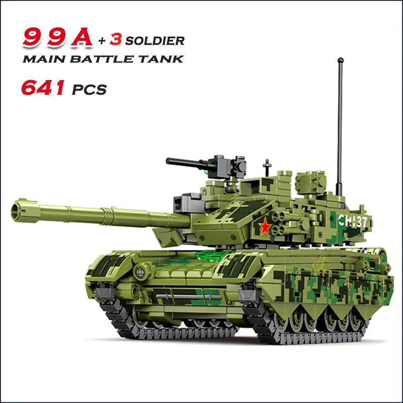 

641PCS SEMBO Military Type 99A 96 Main Battle Tank WW2 Model Building Blocks Army Soldiers Weapon City Bricks Toys For Children