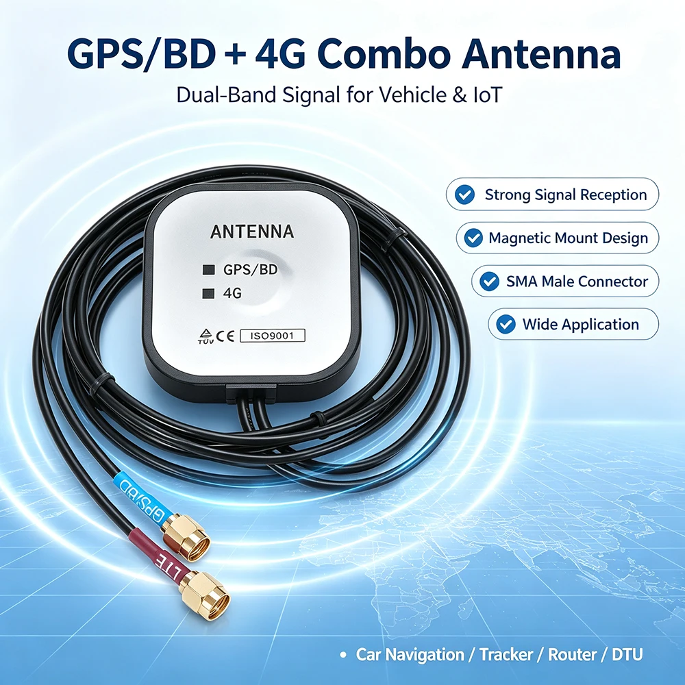 2‑In‑1 Magnetic Mount Antenna 4G LTE Cellular MIMO GPS BeiDou Combined Aerial For Router Modem Vehicle Car Use