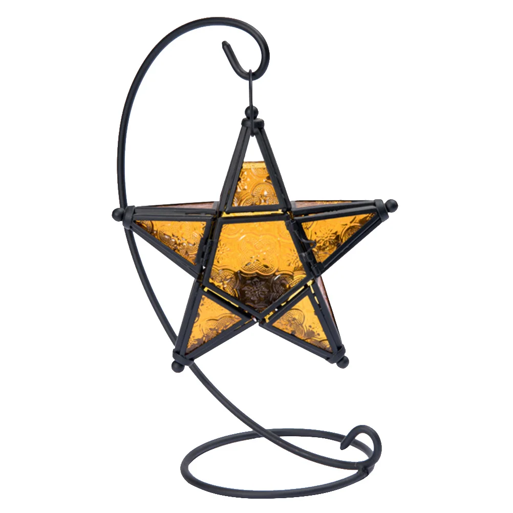 

Glass Pentagram Iron Holder Aromatherapy Essential Oil Burner for Fragrance Diffuser Decorative Tea Light Stand Romantic