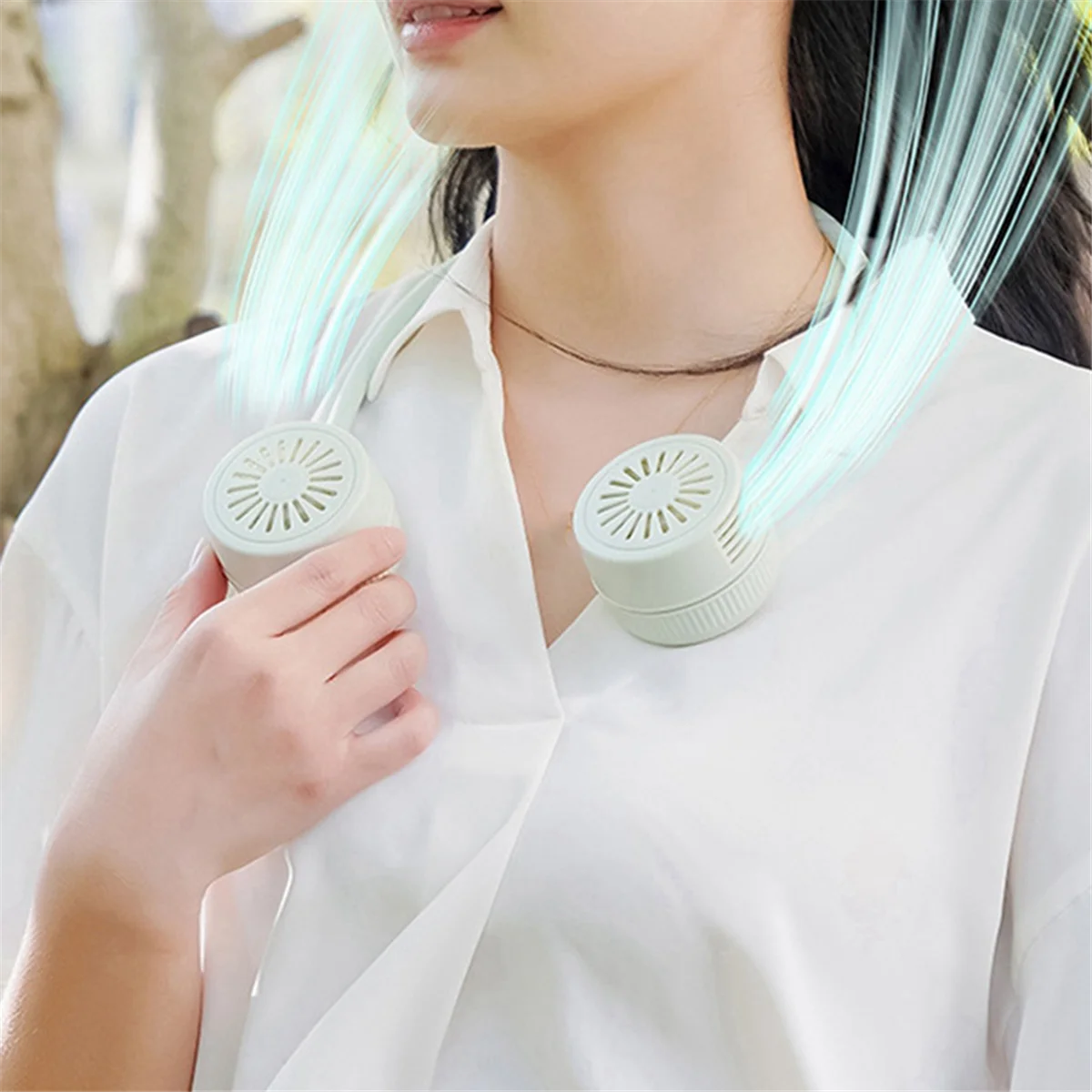 ventilador Ventilador de cuello portátil Manos libres Recargable - 3 velocidades, Carga rápida tipo C, Diseño plegable silencioso, para viajes, deportes