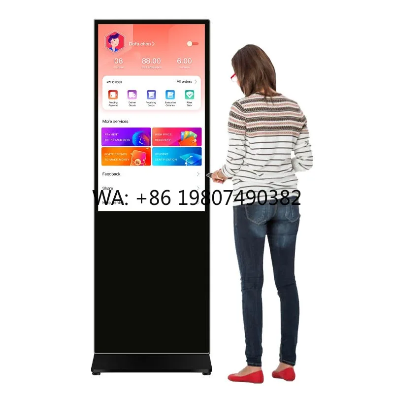 32-65 Inch Vertical Touch Totem Floor Digital Signage Cloud CMS Smart Display For Retail Store Shopping Mall Advertising Screen