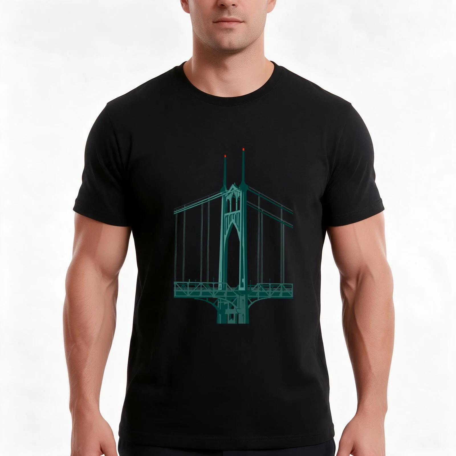 St Johns Bridge Portland Oregon T-Shirt, Vintage Retro Graphic Tee, Unisex Summer Casual Streetwear Top