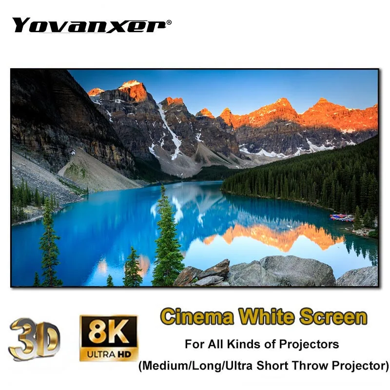 100 Inch Cinema White Projector Screen Fixed Frame Projection Screen 1cm Ultra Narrow Bezel For All Kinds of Projectors 4K