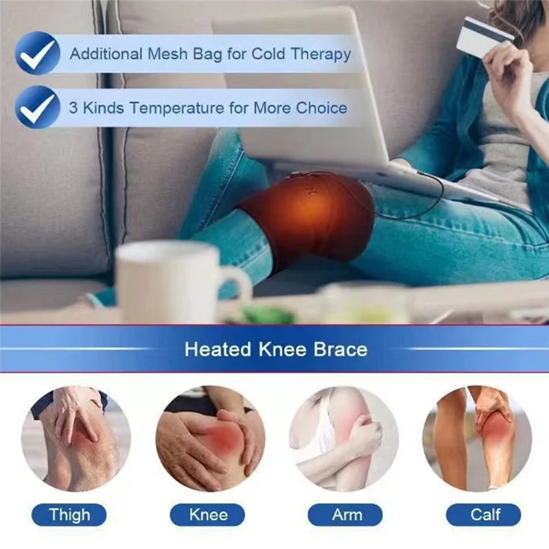 A83G - Elektryczna podkładka grzewcza do masażu kolan na artretyzm, wsparcie stawów dla osób starszych, ogrzewanie zimnych nóg, ocieplacze na kolana, 1 para podgrzewanych ortezy na kolana