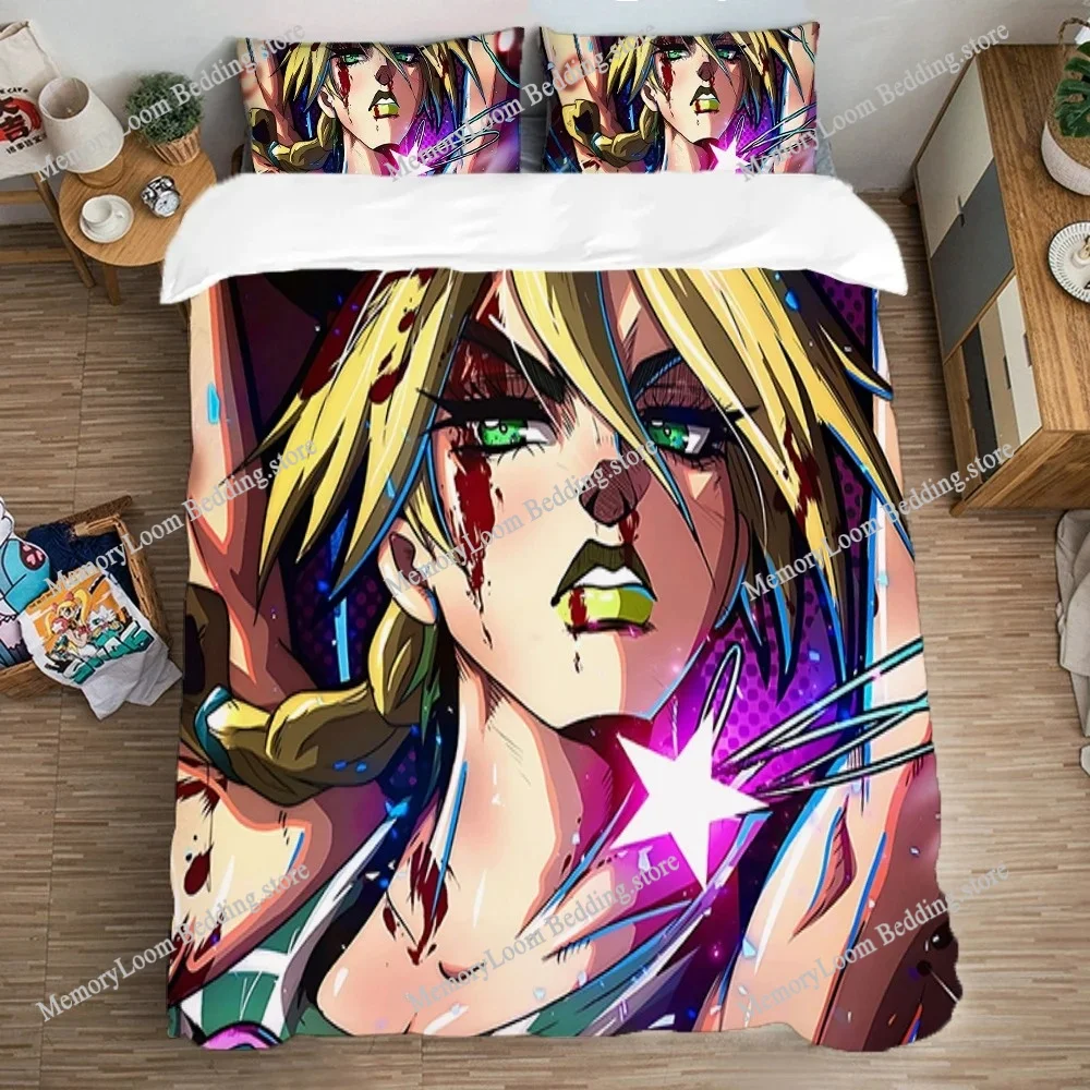 

Duvet Covers Pillowcase Bedding Set Double Size Anime Jolyne Cujoh Queen Bed Comforter Sets Art Fashion Quilt Cover Linen Home