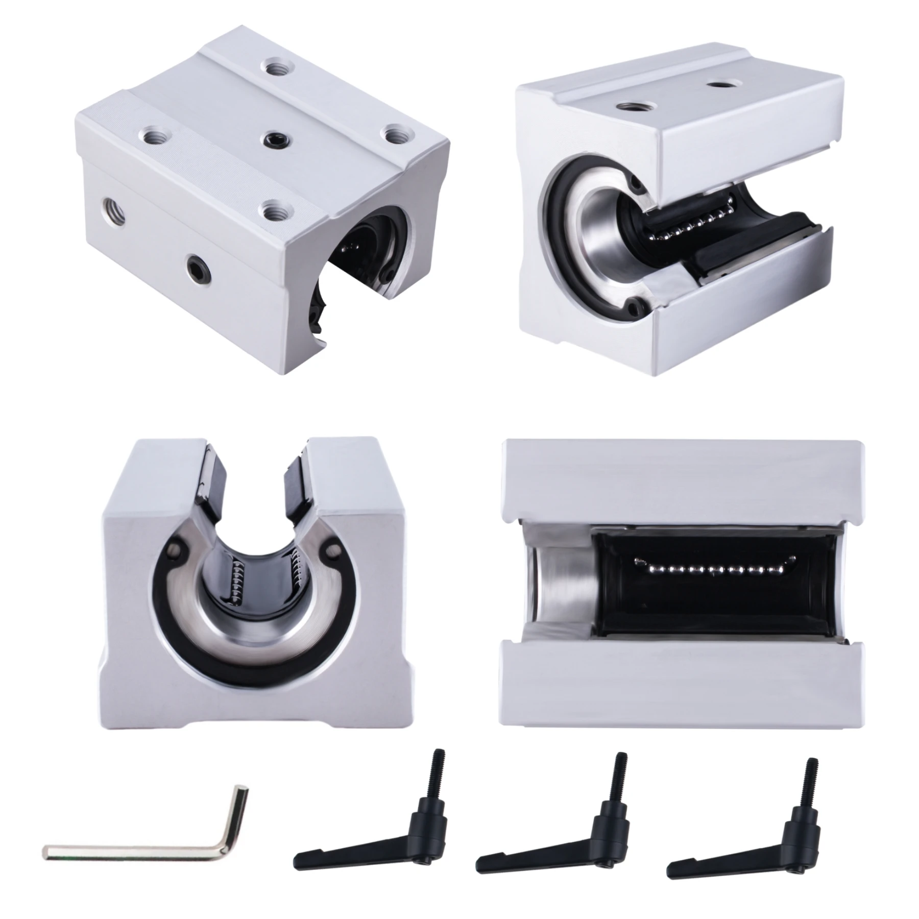 SBR12UU SBR16UU SBR20UU 4 pcs Aluminum Open Linear Motion Bearing Positioning Lock Slide  for Linear Rail CNC Router