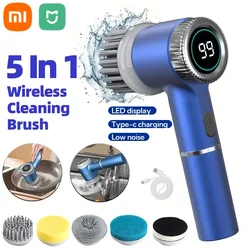 Xiaomi-Brosse rotative électrique multifonctionnelle avec 5 têtes de brosse de subdivision, épurateur de livres, affichage LED, brosse de nettoyage de cuisine et de toilette