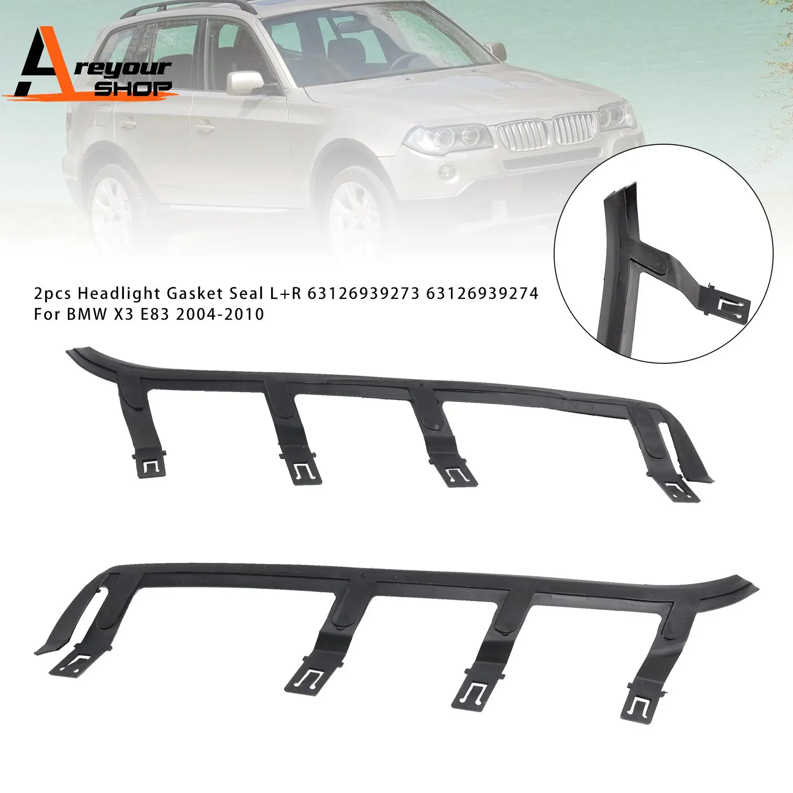 

2 шт. прокладка фары L + R 63126939273 63126939274 для BMW X3 E83 2004 2005 2006 2007 2008 2009 2010