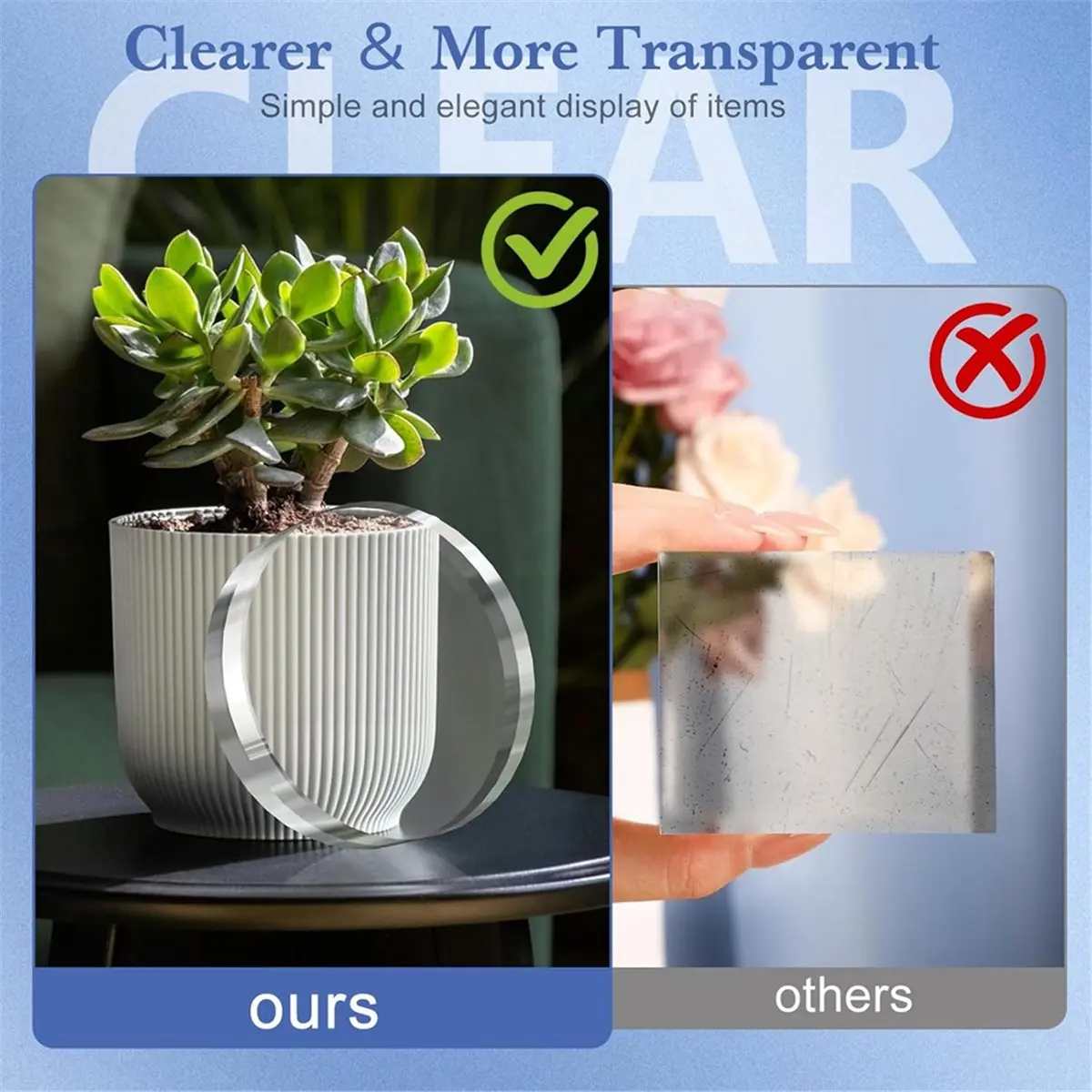 2026 New Acrylic Blocks 4Pcs Acrylic Base Stand for Display Clear Block Round Riser Display Stands for Jewelry Trophy Props