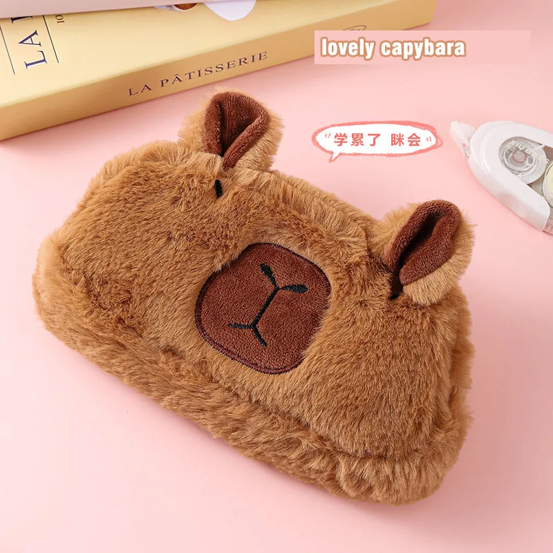 Bolsa de lápices Capybara de gran capacidad, bolsa de papelería Kawaii estética, estuche de bolígrafo para niños, bolsa de almacenamiento de