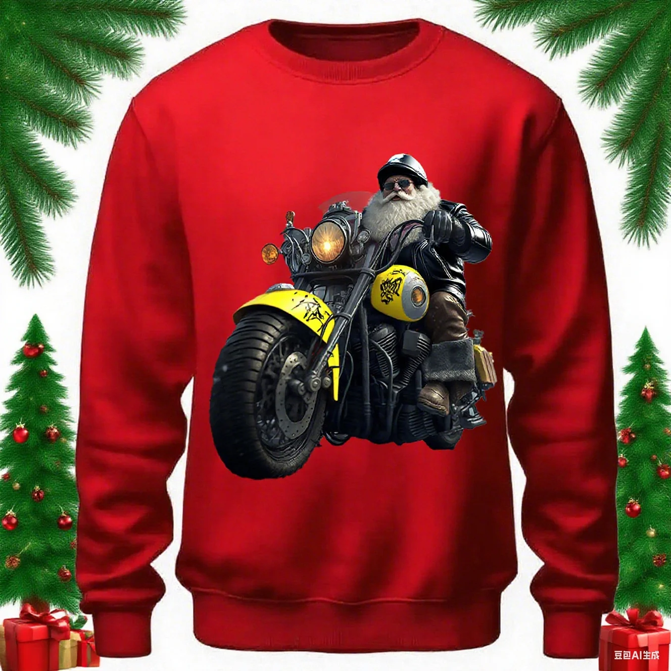 سانتا كلوز دراجة نارية الجرافيك تي شيرت لعيد الميلاد الخريف بلوزات Y2K الأطفال هوديس الرجال والنساء بلوزات