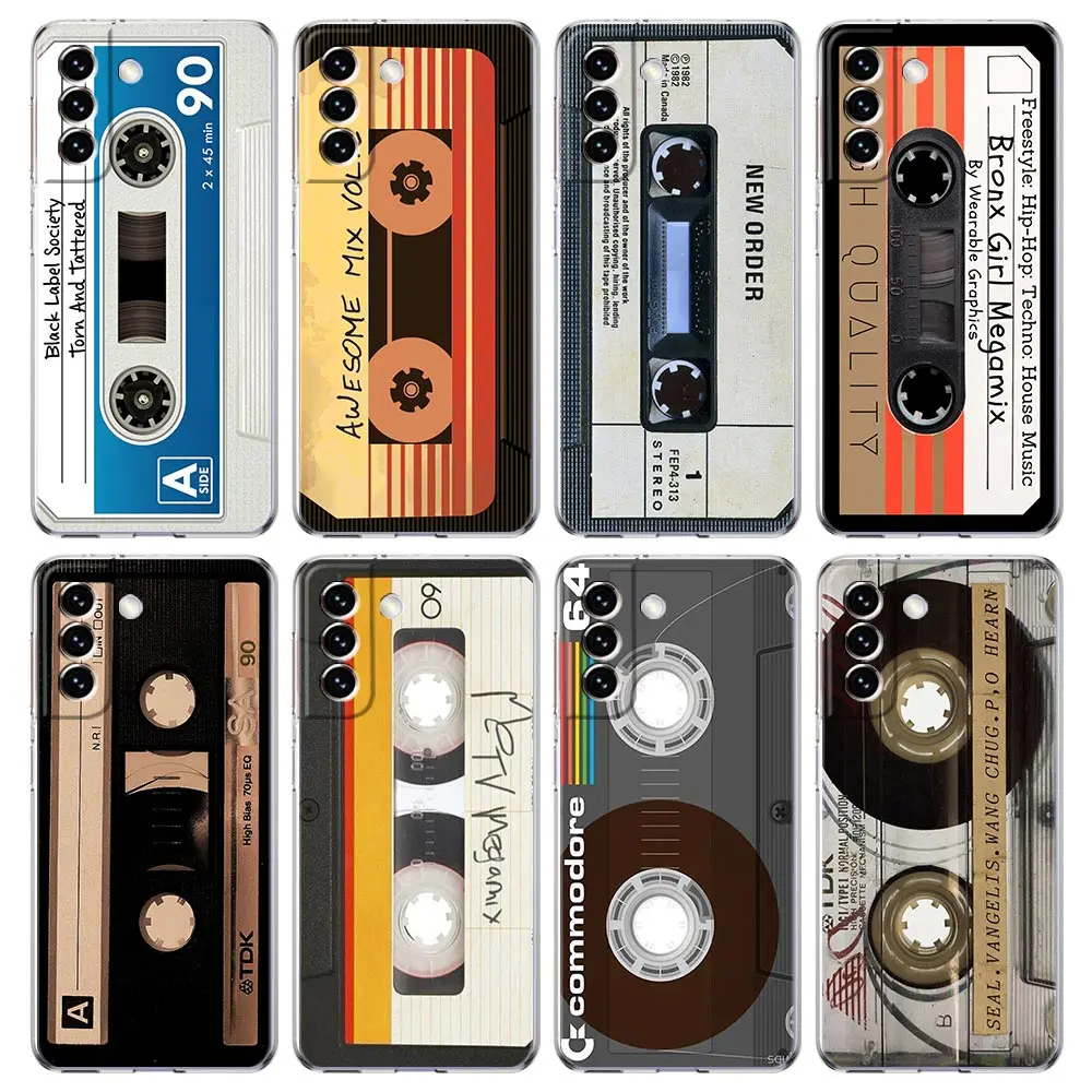 Telefon Fall Für Samsung Galaxy S25 S24 S23 FE S22 Ultra S20 S21 5G S10 S9 Plus S10E S8 klar Abdeckung Magnetische Radio Band Kassette