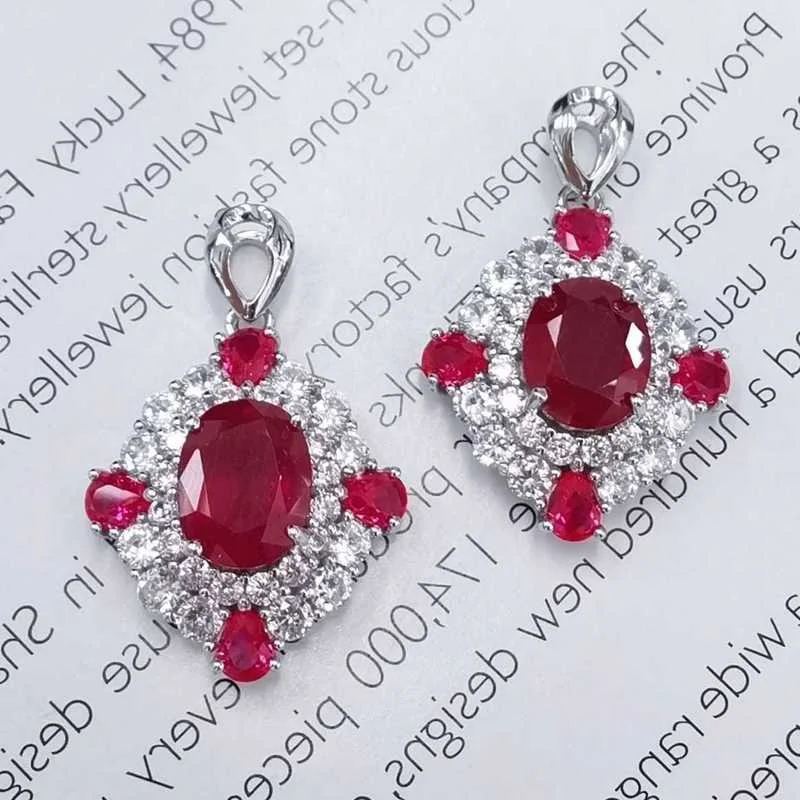 SACE GEMS Luxury 100% 925 Sterling Silver Ruby Pendant Necklaces for Womne Wedding Party Birthday Fine Jewelry Gift