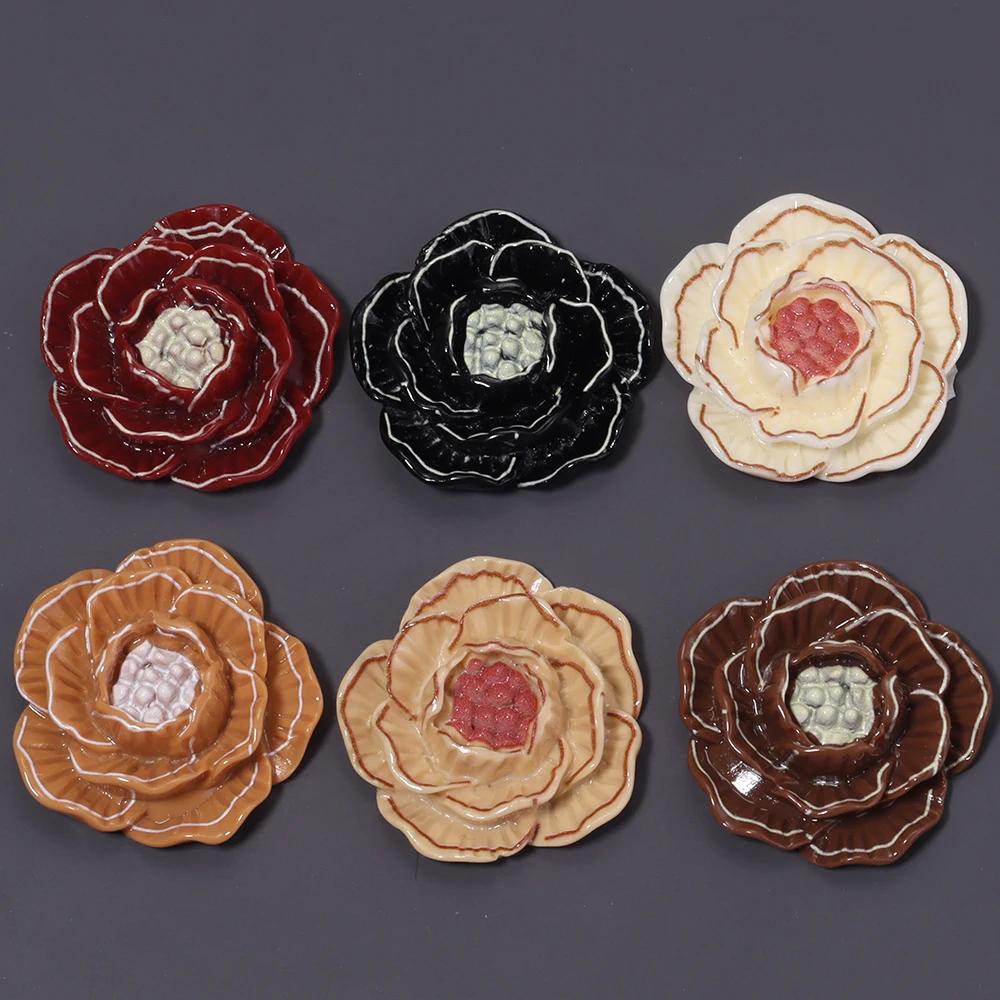 20 Stück/Set ABS Kamelienblüten Cabochons Flache Blumenperlen für DIY Kleidung, Schuhe, Hüte, Haarnadeln, Schmuckherstellung Zubehör – Detail 5