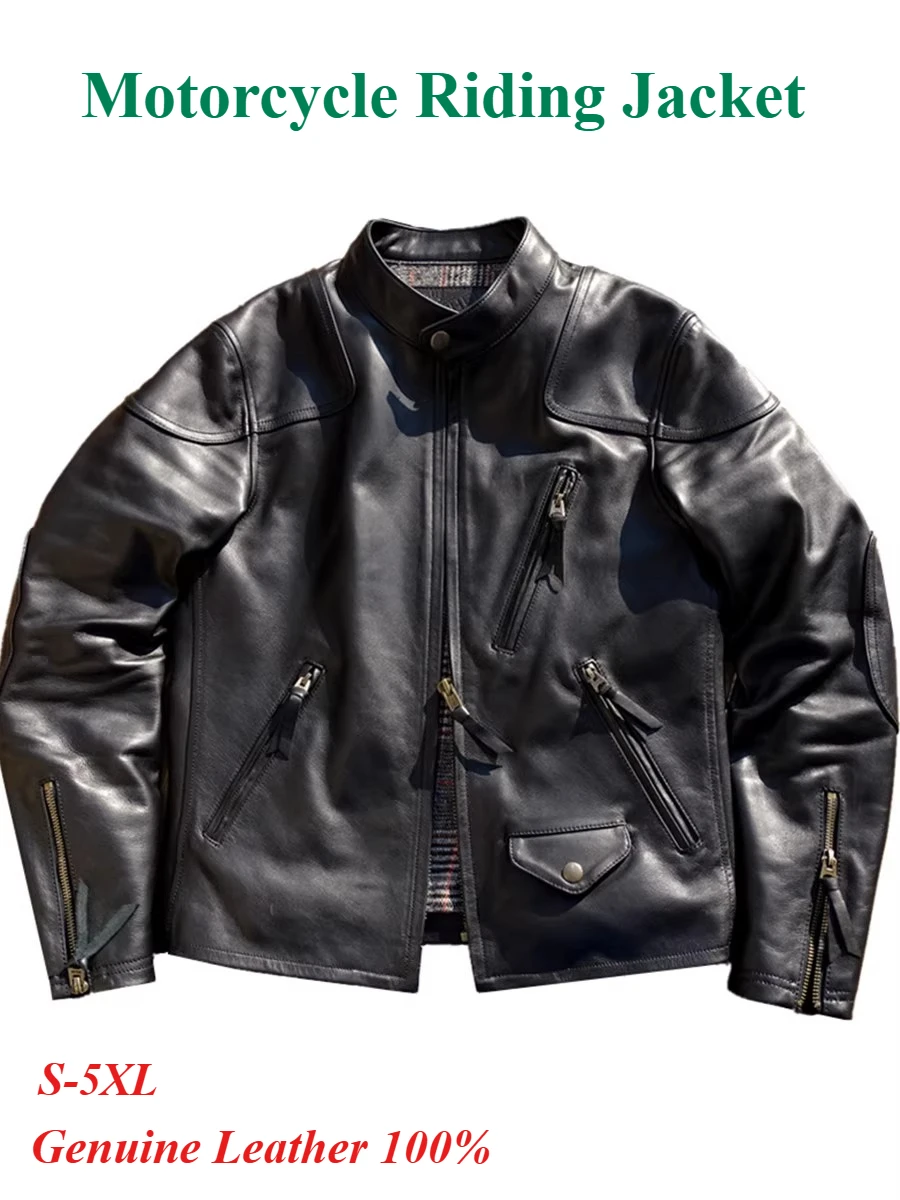New Genuine Leather Motorcycle Jacket Windproof Motorcycle Top Clothes Outdoor Cycling Jacket Moto Accessoriess