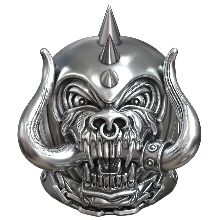 36g Awesome Big Heavy Motorhead Warpig Skull Metal Band Mens Rings Customized 925 Solid Sterling Silver
