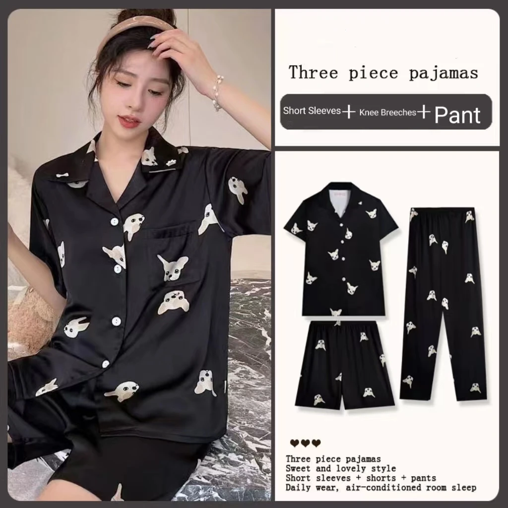 Three-Piece Women's New Pajamas Star Models Pajamas Maternity Pajamas Summer Short-Sleeved Nursing Clothes Couples Homewear Suit