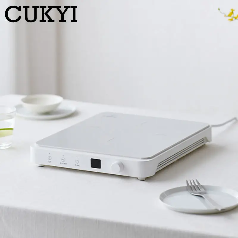 CUKYI Fornello a induzione per uso domestico Macchina da cucina elettrica Forno elettromagnetico Stufa portatile Utensile da cucina con piastra calda impermeabile