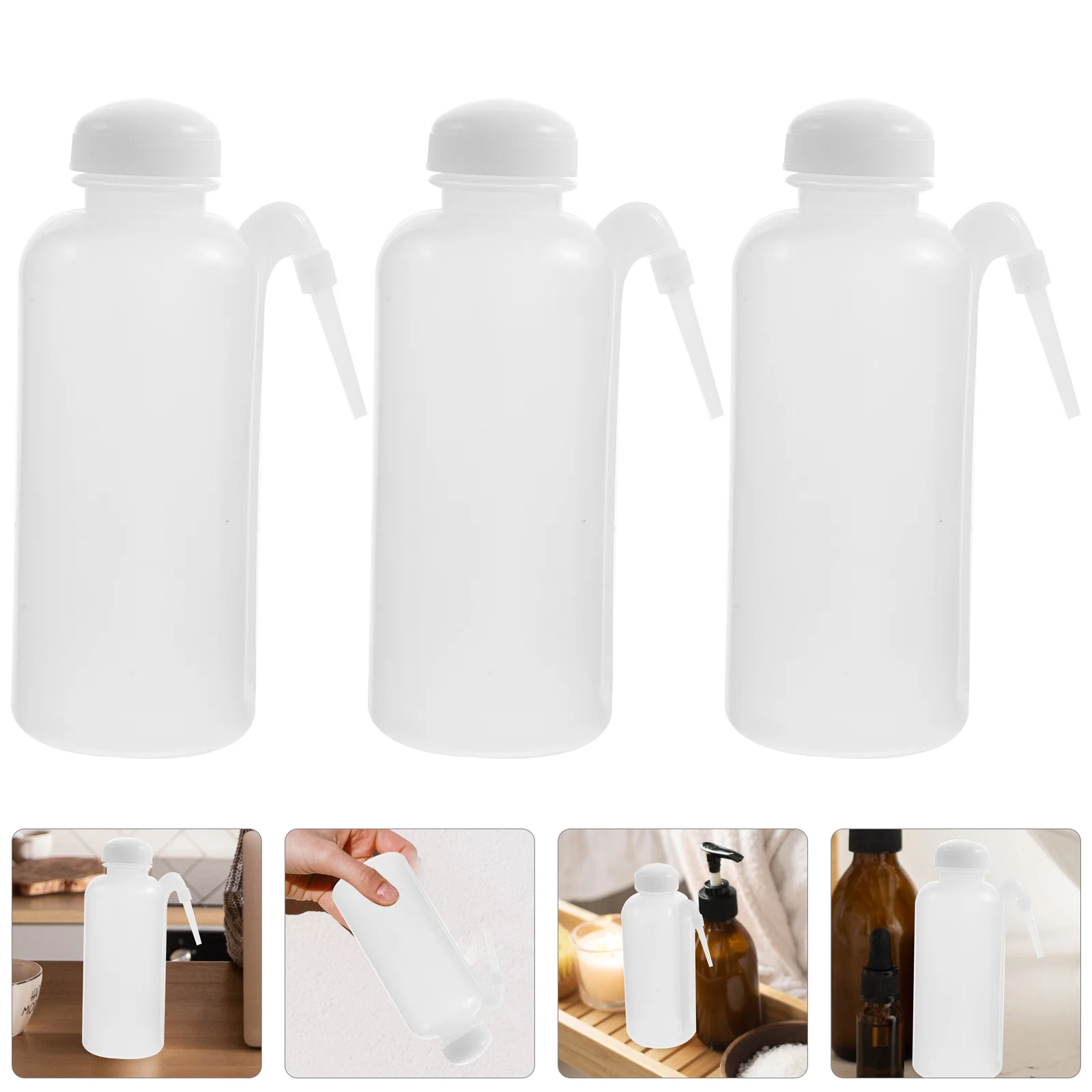 

3pcs Narrow Tip Wash Bottles 500Ml Portable Refillable Plastic Cleaning Bottles For Eyelash Tattoo Watering Lab Use Teaching