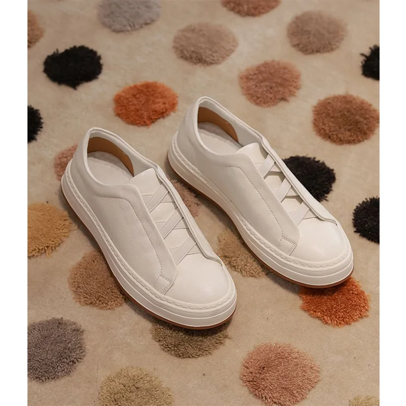 Soft Comfortable Casual Mens White Shoes Flat Slip-ons Breathable Brand Male Footwear D1023