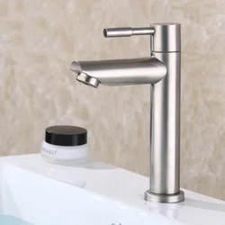 Single Cold Quickly Open Type Kitchen & Basin Faucet Rust And Corrosion Resistance Bathroom Sink Water Tap 304 Stainless Steel