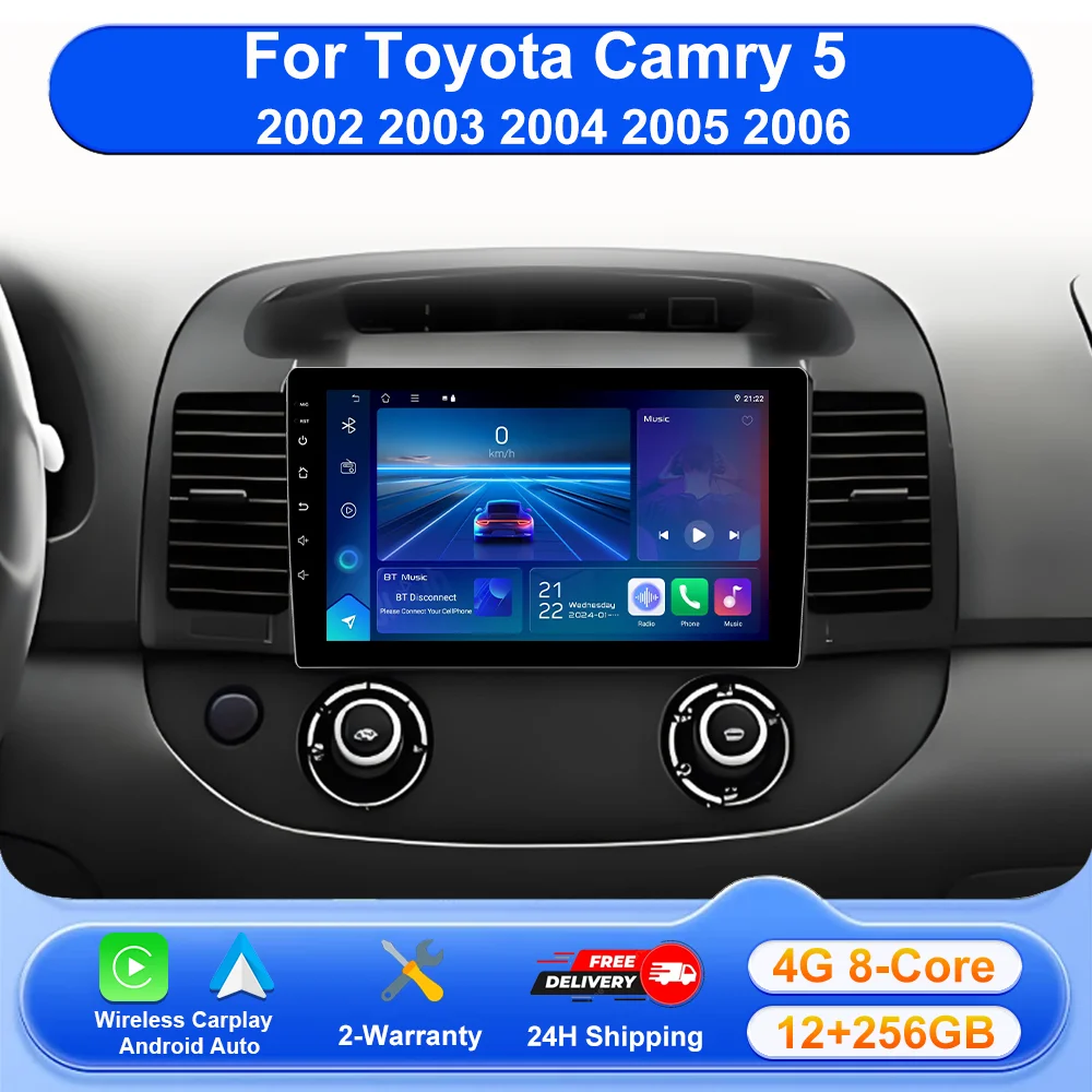 

Android 16 Carplay Car Radio For Toyota Camry 5 2002 2003 2004 2005 2006 Multimedia Video Player GPS Navigation No 2 Din DVD BT