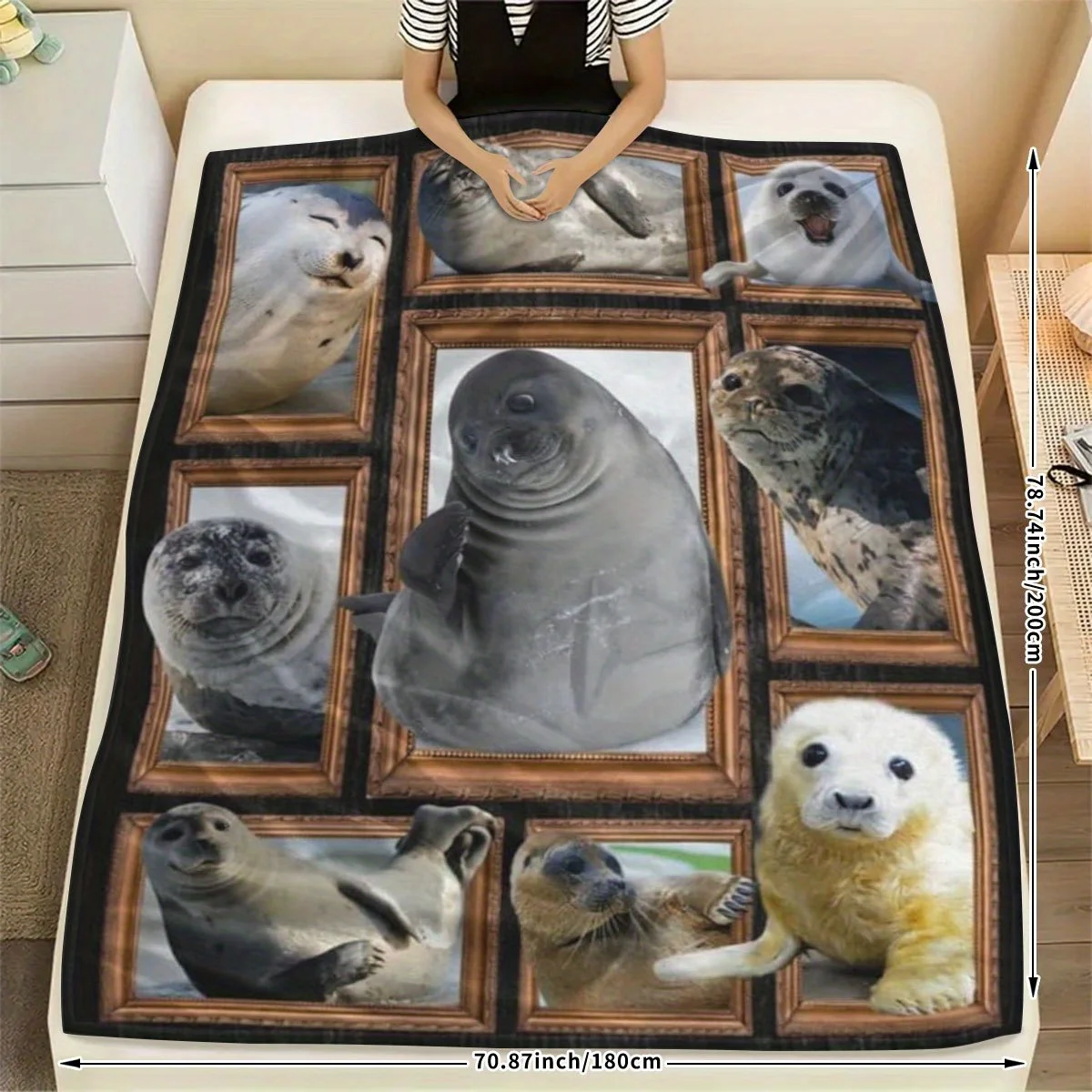 Seal Multi-Cover Blanket, Suitable for Sofas, Beds, Offices, Travel, and Camping, Durable All-season Warmth, Ultra-soft Flannel