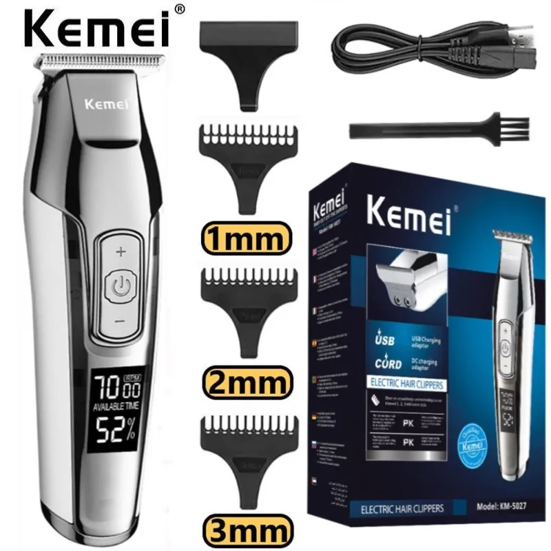 

Kemei Professional Hair Clipper Beard Trimmer for Men Adjustable Speed LED Digital Hair Clipper Carving Clippers Electric Razor