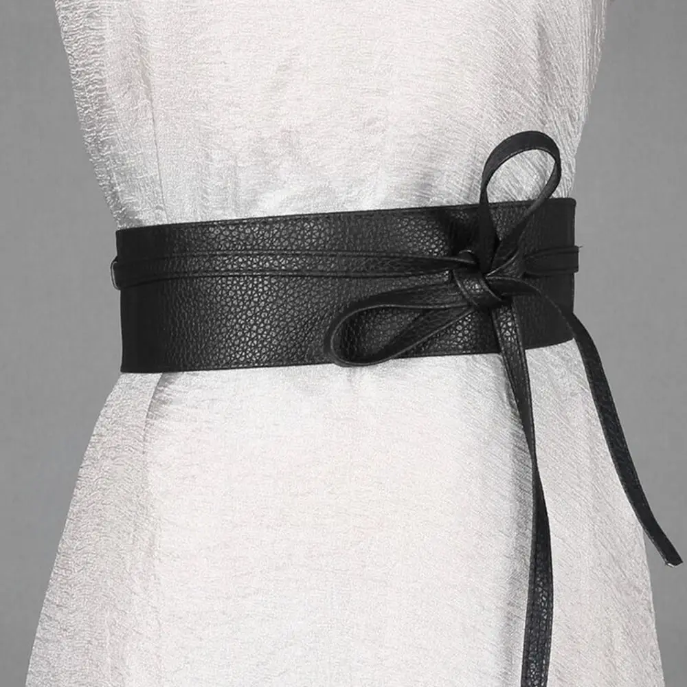 Fashion Bowknot Simple Wrap Luxury Wide Waist Band Leather Belt Corset Waistband Ladies Dress Cummerbands