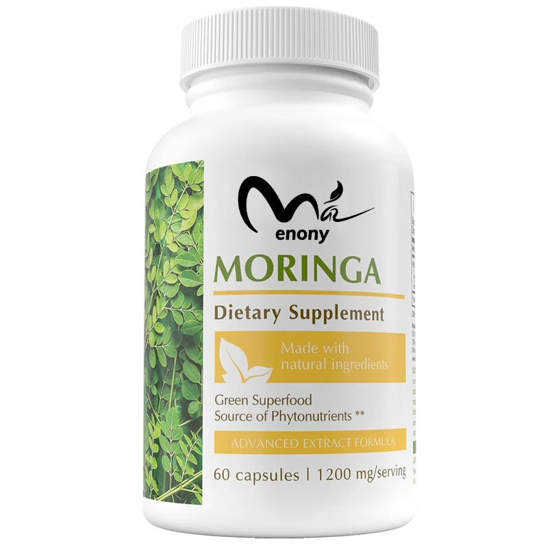 Moringa Capsules - อาหารเสริมผงมะรุมธรรมชาติ - ใบมะรุมและน้ํามันมะรุม เสริมภูมิคุ้มกันและข้อต่อ -60 แคปซูล