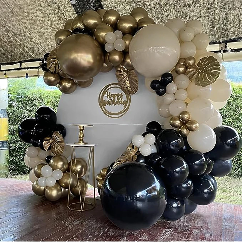 Graduation Black Balloons Kit Sand White Gold Latex Balloon Garland Arch Kid Birthday Party Baby Shower New Year 2024 Decoration